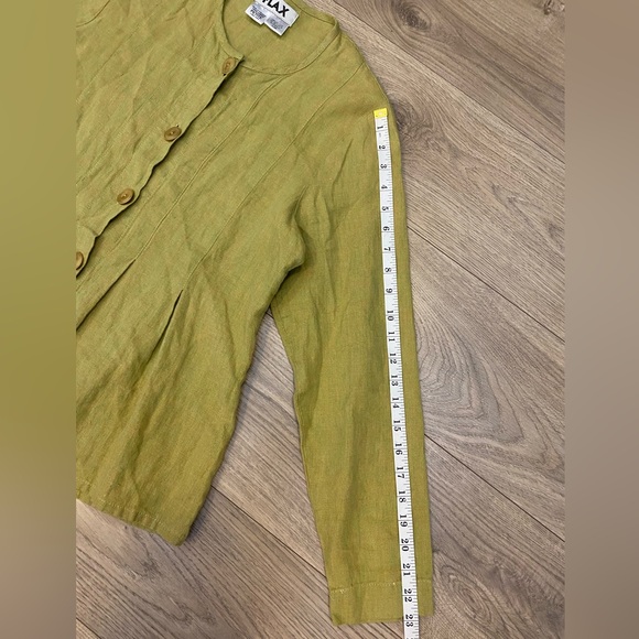Flax 100% Linen Green/Yellow Top - jacket or shirt size XS/S like new - Picture 9 of 9